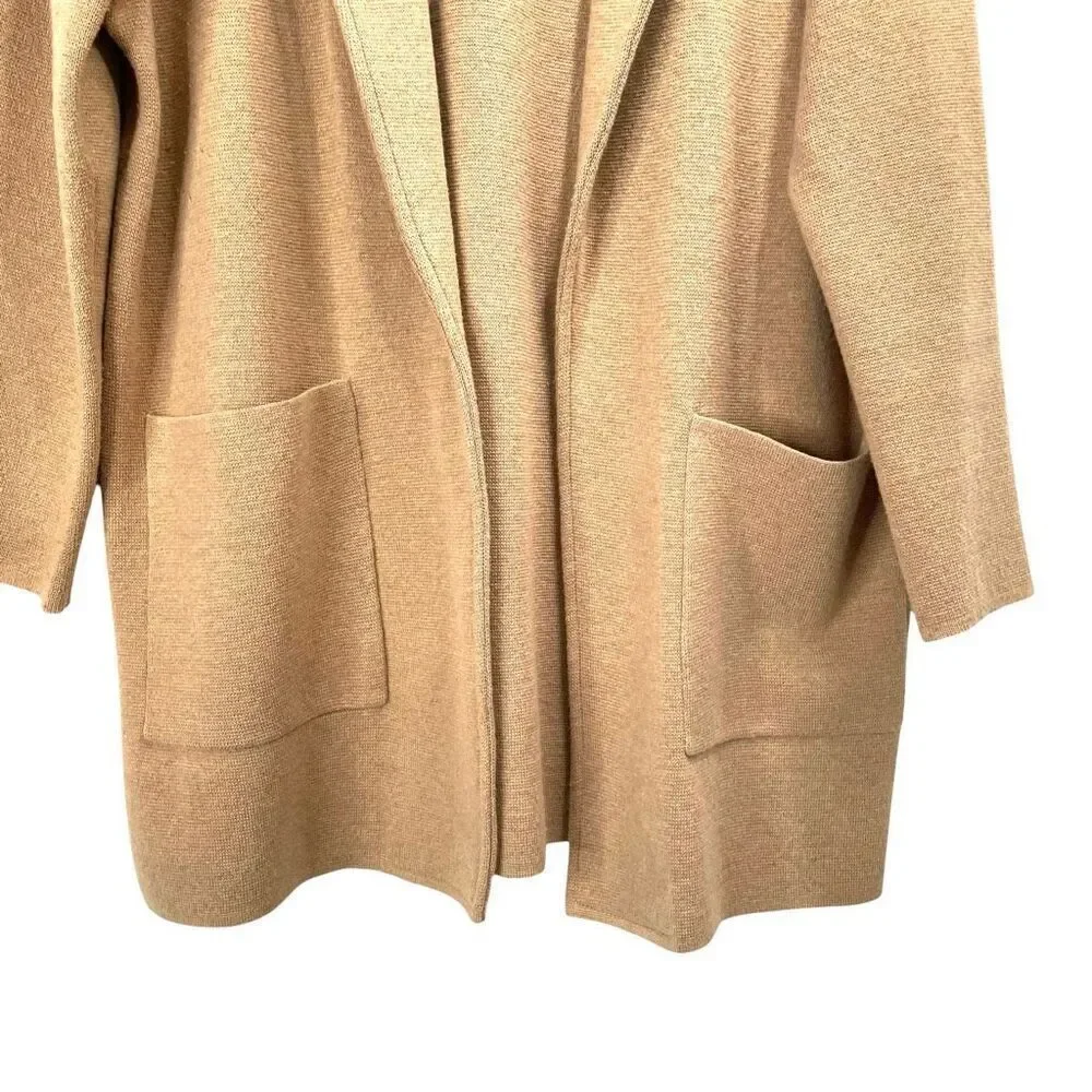 J. Crew Sophie open-front knit sweater blazer Size M tan caramel camel neutral‎